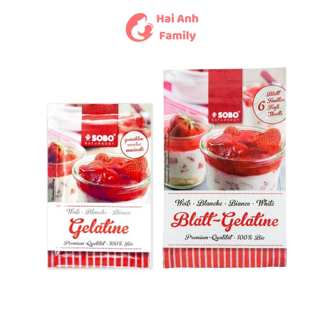 Gelatine Hữu Cơ SoBo dạng bột và dạng lá cho bé