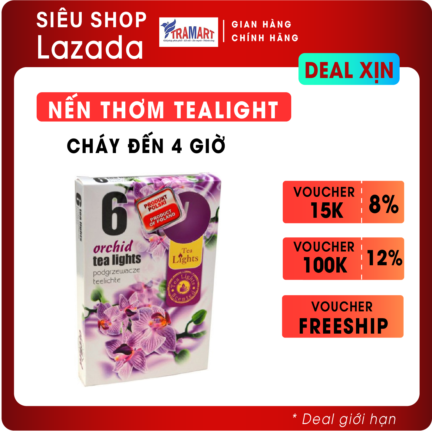 Hộp 6 nến thơm tealight admit adm7708 orchid