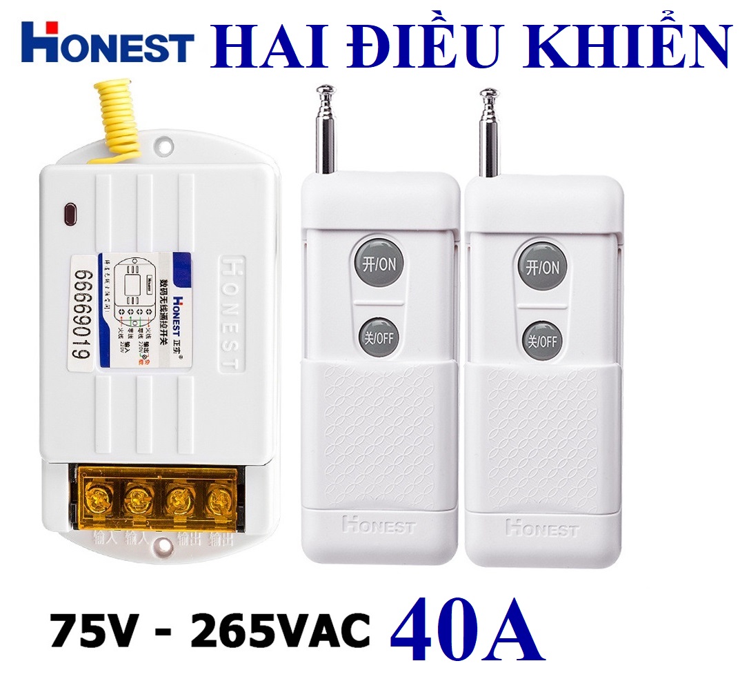 Bộ công tắc điều khiển từ xa không dây honest 6220kg 40a khoảng cách 1km hàng nhập khẩu chính hãng bắt sóng xa độ bền cao cong tac dieu khien tu xa cong tac wifi