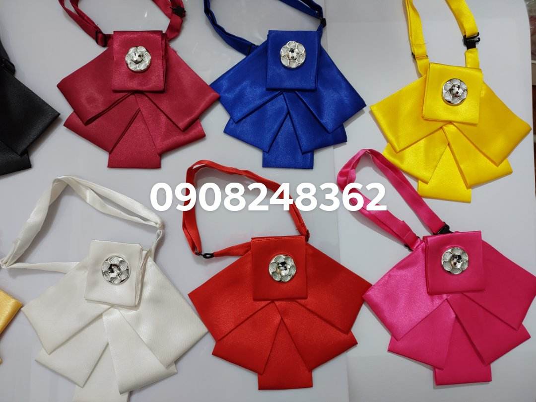 Cà vạt nơ đeo cổ nữ king bản to vải phi bóng