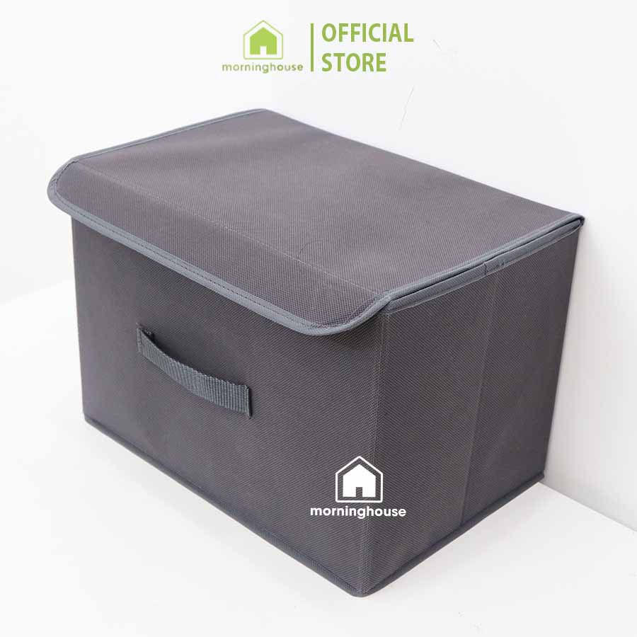 [HCM]BIG SIZE - HỘP ĐỰNG QUẦN ÁO CÓ NẮP MORNING HOUSE- MÀU XÁM HOẠ TIẾT