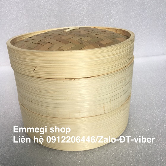 Bộ nồi hấp, xửng tre hấp bánh bao, há cảo đường kính 15 cm có thể chọn 2 ngăn hoặc 3 ngăn