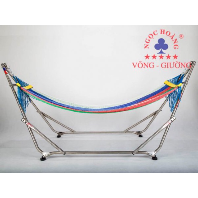 Bộ Võng Xếp Ngọc Hoàng  Thuyền Rồng INOX Cỡ Người Lớn+ Lưới Cán Thép