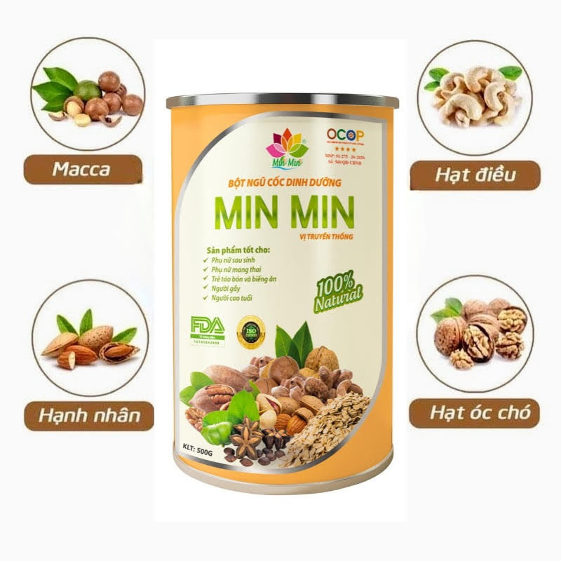 Ngũ Cốc Lợi Sữa Min Min - Mẫu mới 29 loại Hạt, Bột Ngũ Cốc Min Min (500GAM), dành cho mẹ bầu và mẹ nuôi con bằng sữa mẹ