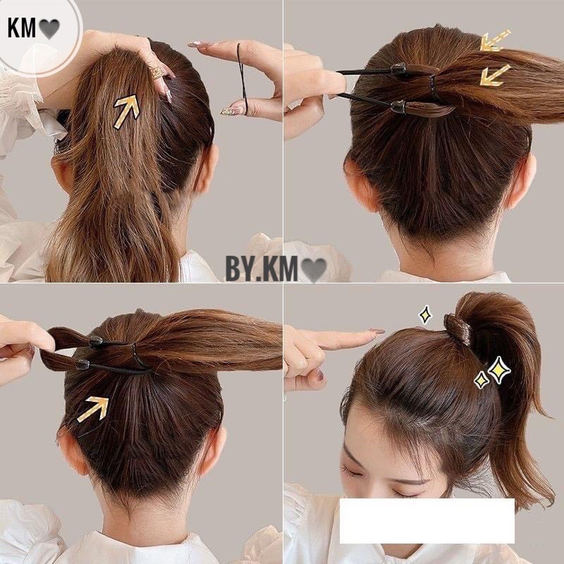 Cột tóc bằng tóc giả