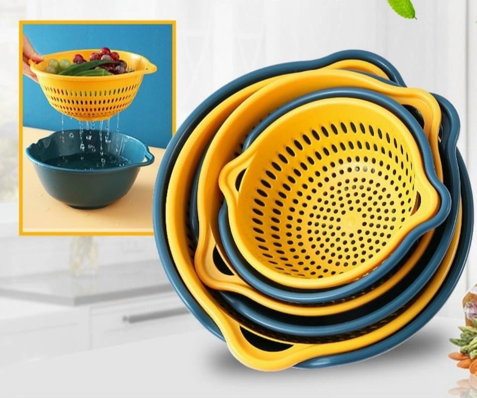 Bộ rổ nhựa kèm chậu 6 món tiện dụng loại tròn