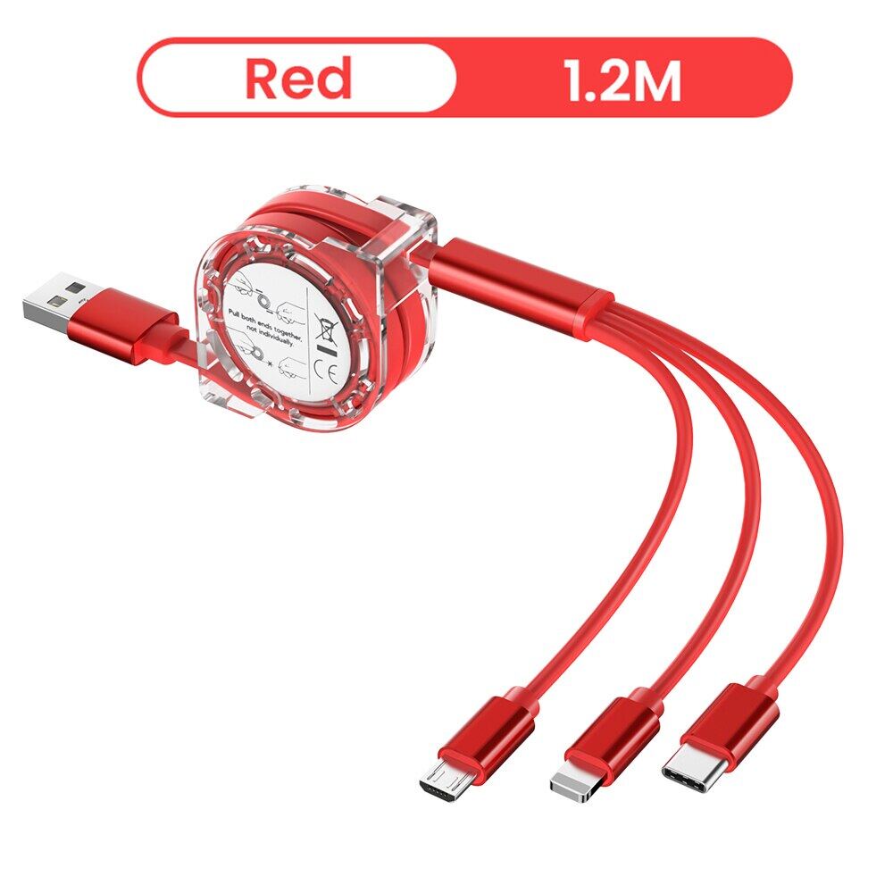 Cáp sạc 3 đầu thông minh-dây cáp sạc 3 đầu rút micro usb,type c,ipdây tpe - m boss