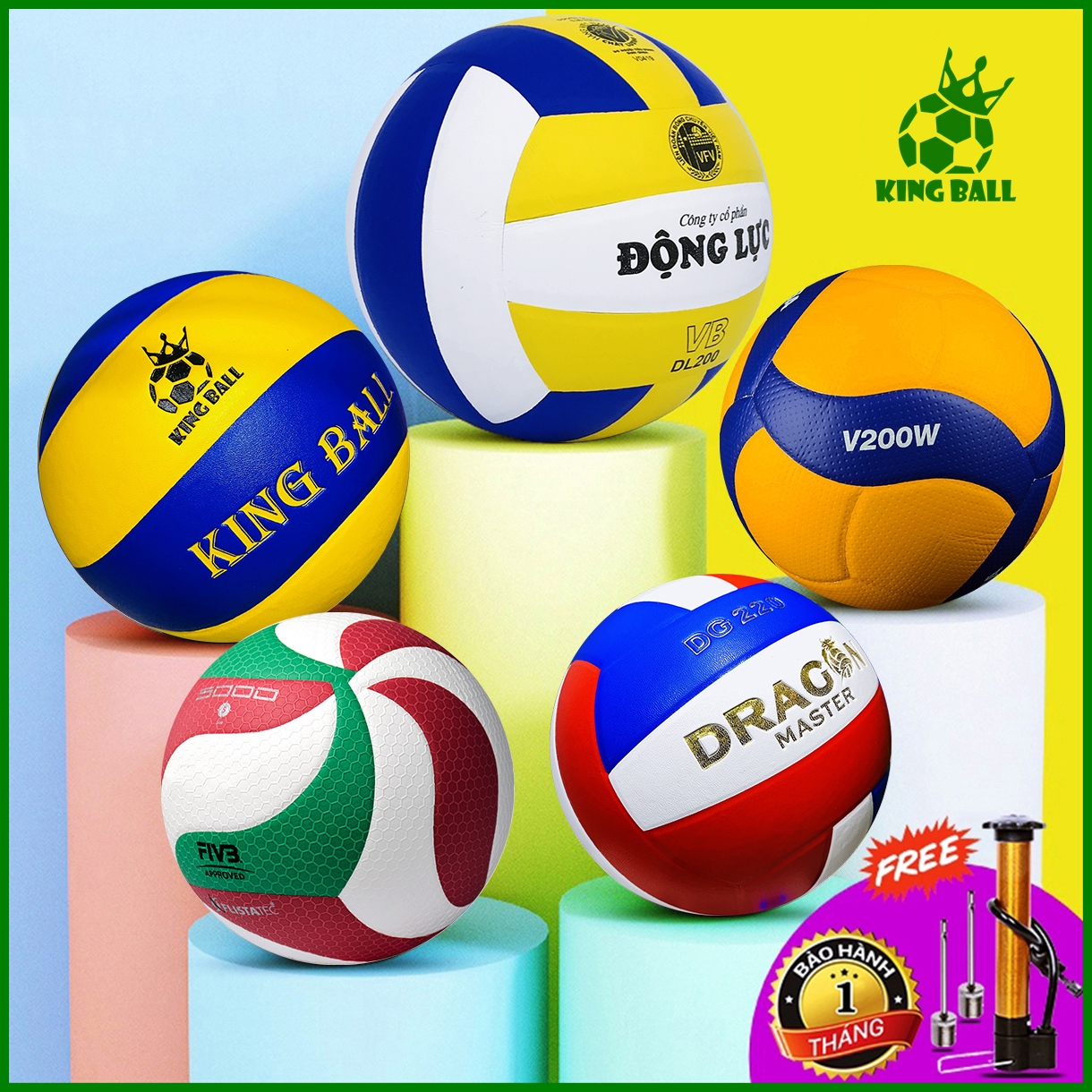 Quả Bóng Chuyền Da Chính Hãng King Ball Động Lực, Banh Bóng Chuyền Thăng Long Tiêu Chuẩn Thi Đấu Giá Rẻ Phù Hợp Sân Bóng Chuyền Trong Nhà Và Ngoài Trời