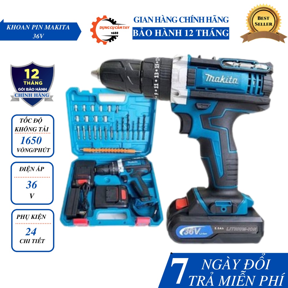 Máy khoan máy vặn vít cầm tay máy khoan dùng pin máy khoan pin mini makita 36v máy khoan pin cao cấp máy khỏe công suất mạnh độ bền cao.