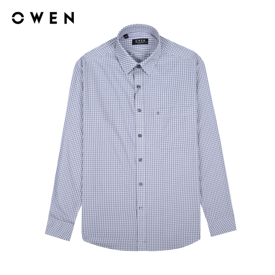 OWEN - Áo sơ mi dài tay Regular Fit AR230663DT màu Xanh rêu chất liệu Bamboo-Polyester