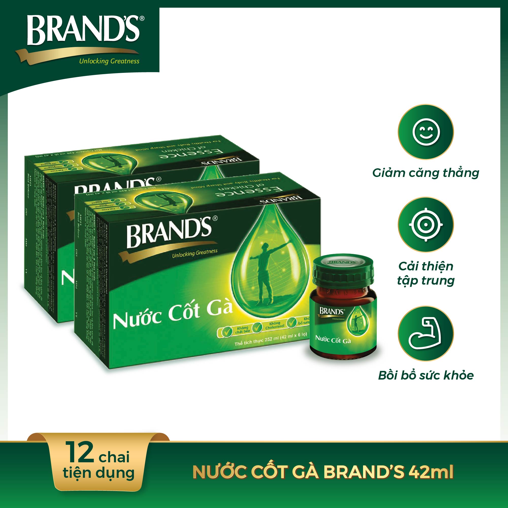Combo 2 Hộp 6 Chai Nước Cốt Gà BRAND'S (42ml/Chai)