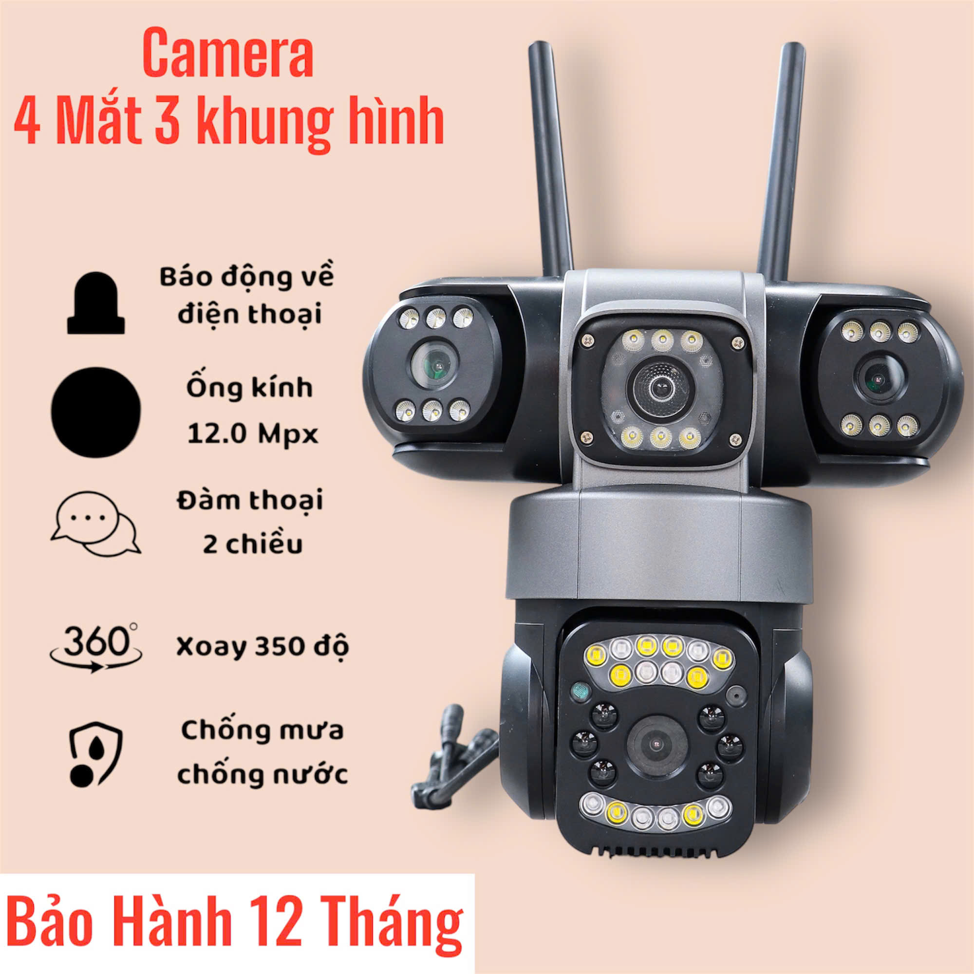Siêu Camera Yoosee  PA40L 4 Mắt Kép – Xem 3 Màn Hình – Xoay 360 Độ – Độ Phân Giải Khủng 12.0Mpxa