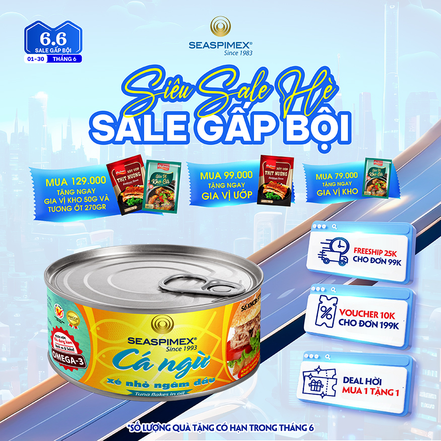 Cá Ngừ Xé Nhỏ Ngâm Dầu SEASPIMEX 185gr