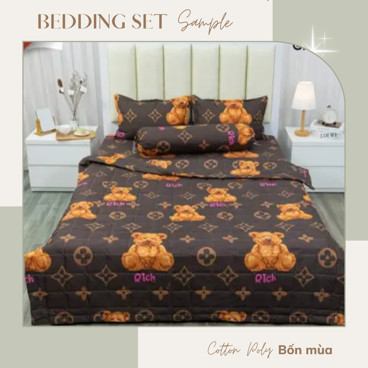 Bộ ga gối 3 món Cotton Poly Bốn mùa đủ size