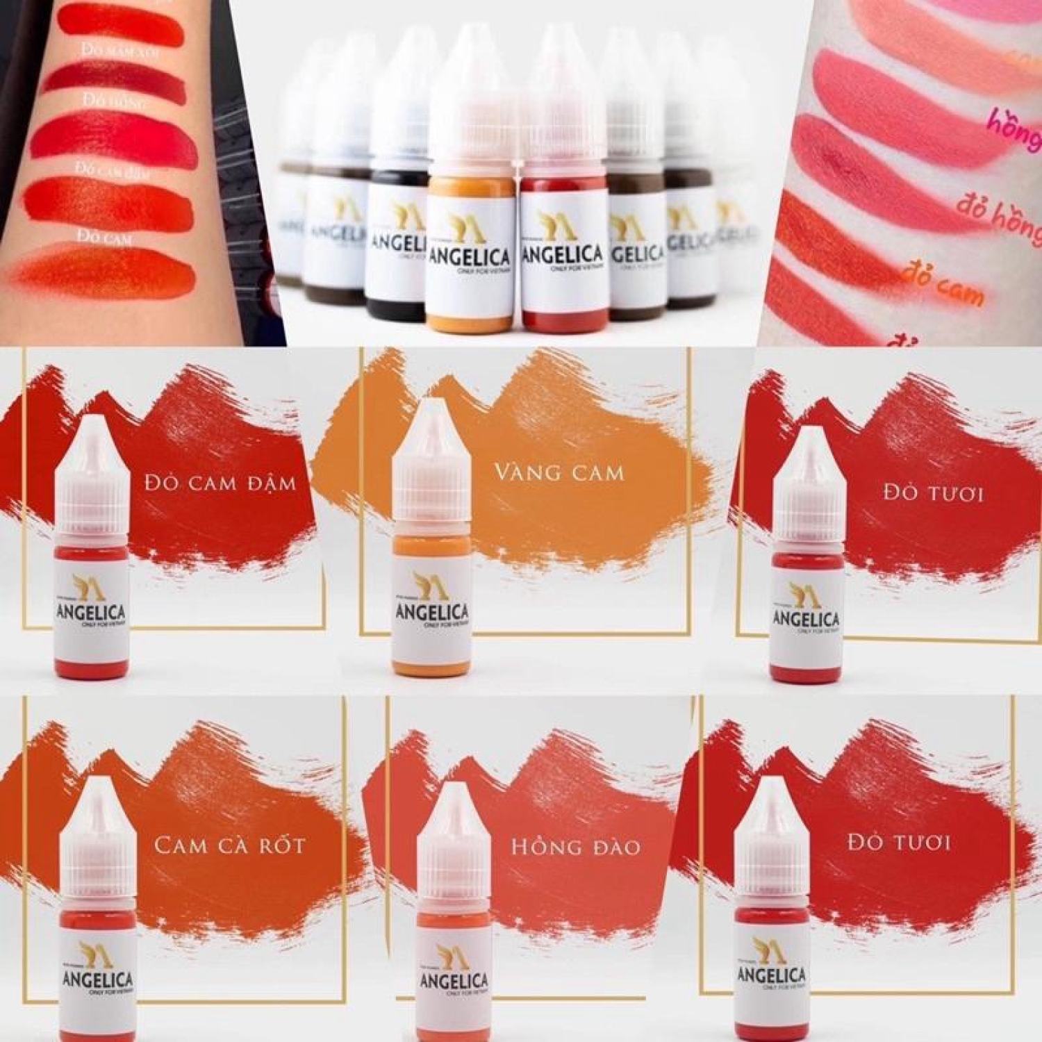 Mực phun xăm Anɡelica tem trắng Mực hữu cơ Việt Nam siêu đậm, nhanh bám, giữ màu 95% 10ml.