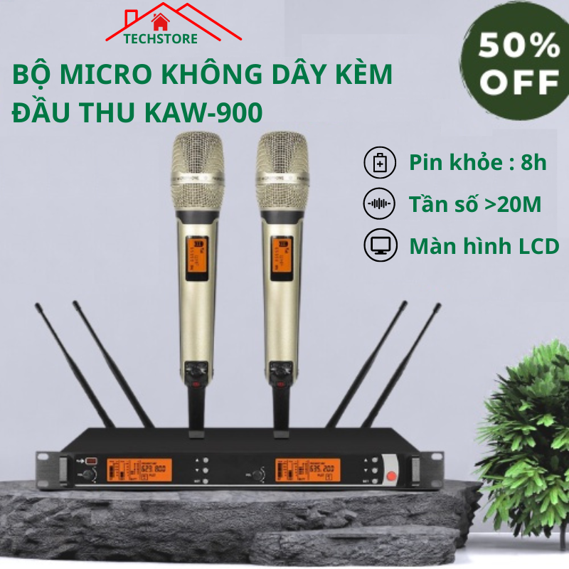 Bộ Micro Không Dây Kèm Đầu Thu KAWK9000 Công Nghệ Âm Thanh Chân Thực Màn Hình LED Chống Trượt Bảo hành tại TECHSTORE