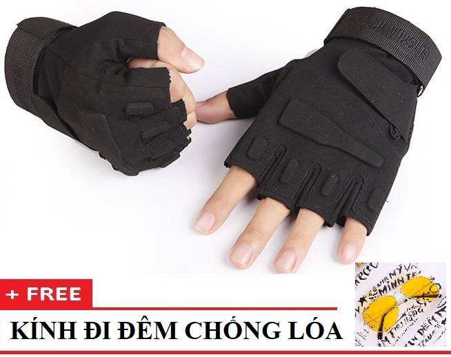 ⚡⚡ [HOT SALE] Găng tay nam chiến thuật hở ngón BLACKHAWK FN062D (ĐEN) + TẶNG 1 KÍNH VÀNG CHỐNG LÓA FUNO