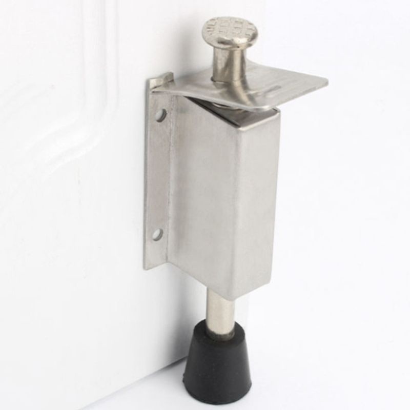 Chặn cửa hai chiều - chốt đạp thẳng inox 304 tránh va đập do gió lùa