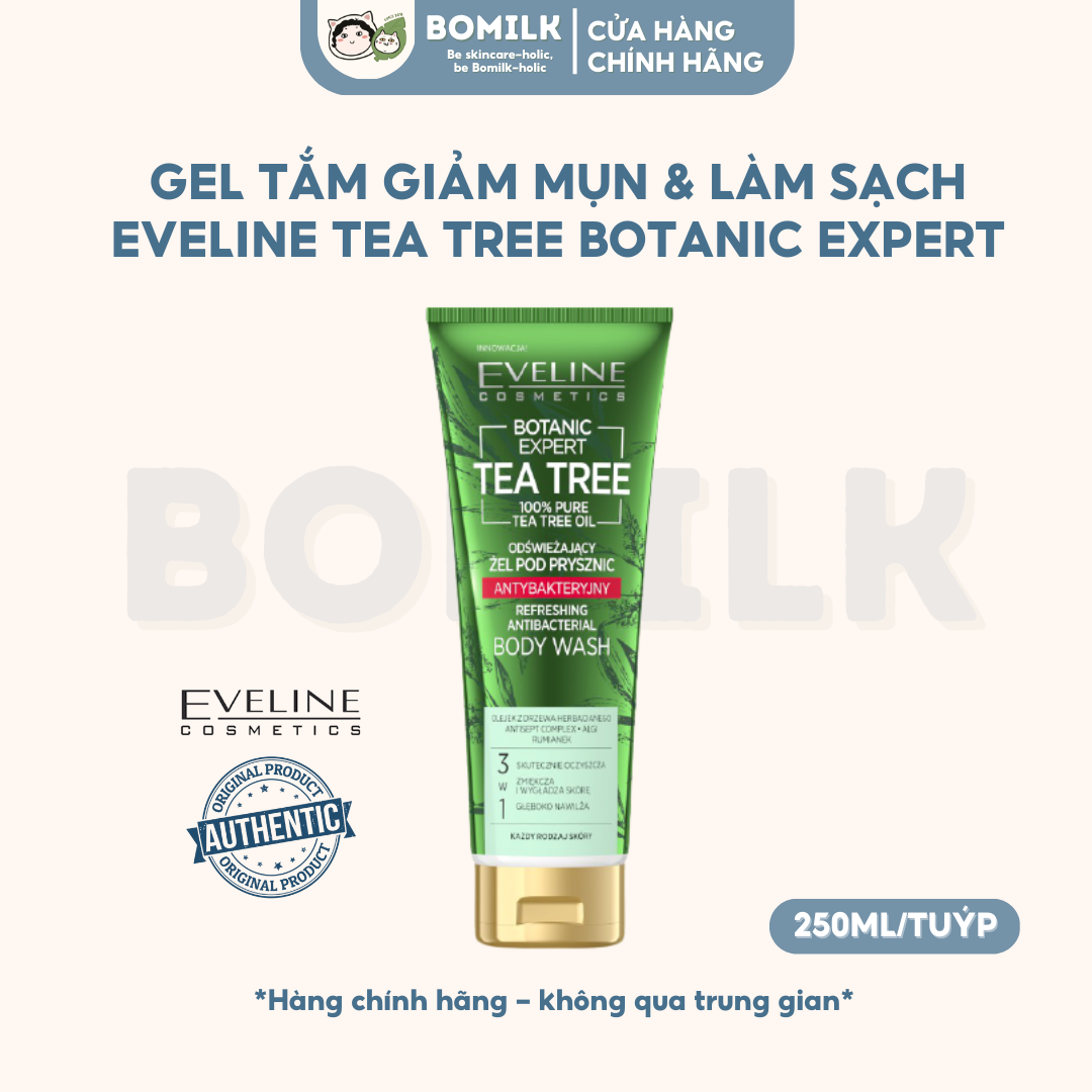Gel tắm giảm mụn & làm sạch Eveline tea tree Botanic Expert Refreshing