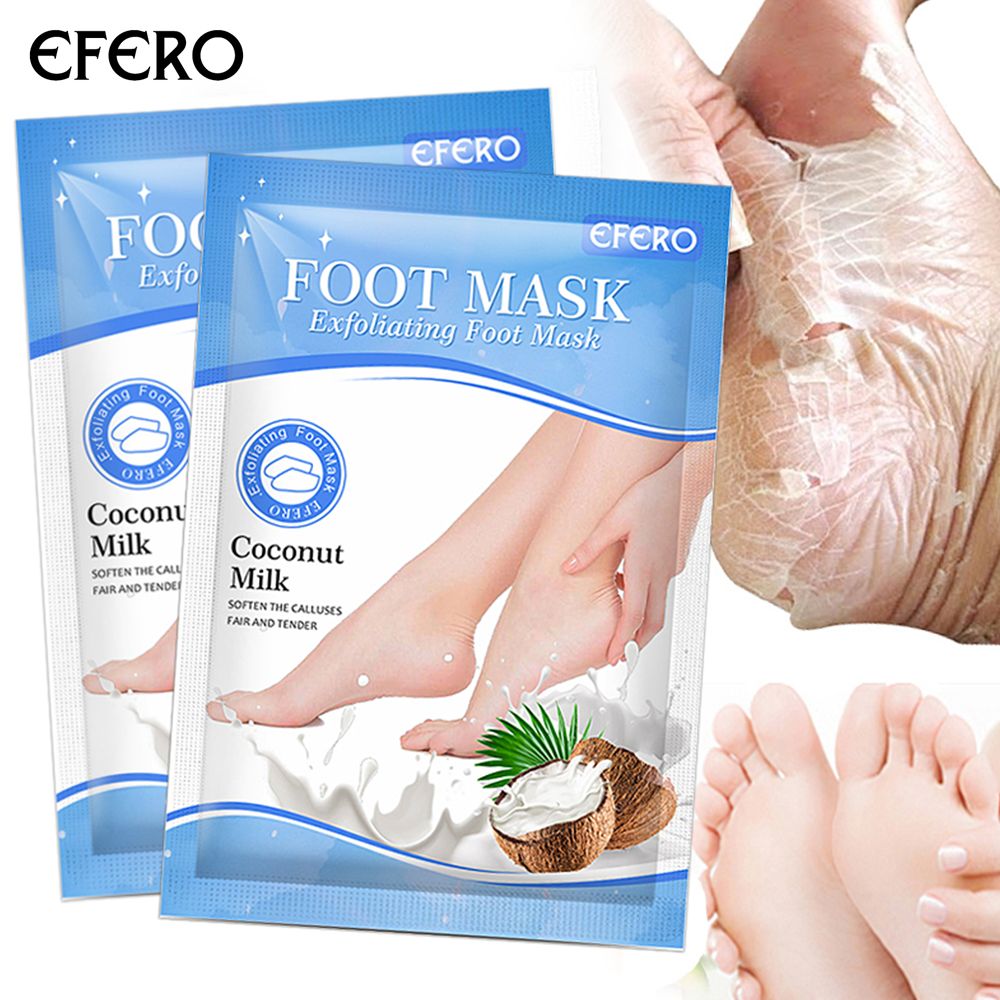 Mặt nạ chân dầu dừa EFERO Tẩy tế bào chết cho chân Mặt nạ da chết Móng chân chà xát, loại bỏ vết chai Chân vết nứt nẻ Chăm sóc da chân.