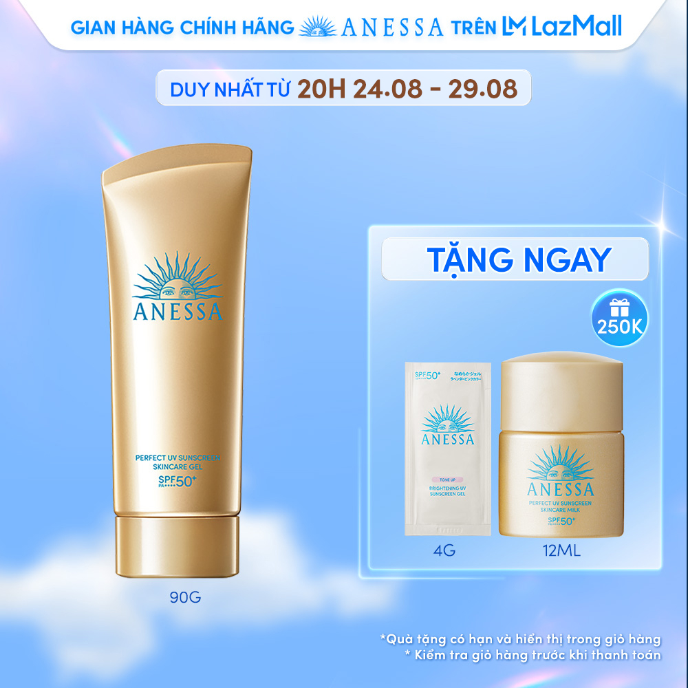 [20h 24.8 - 29.8 | QUÀ 250K] Kem chống nắng dạng gel dưỡng da bảo vệ hoàn hảo ANESSA Perfect UV Sunscreen Skincare Gel SPF 50+ PA++++ 90g