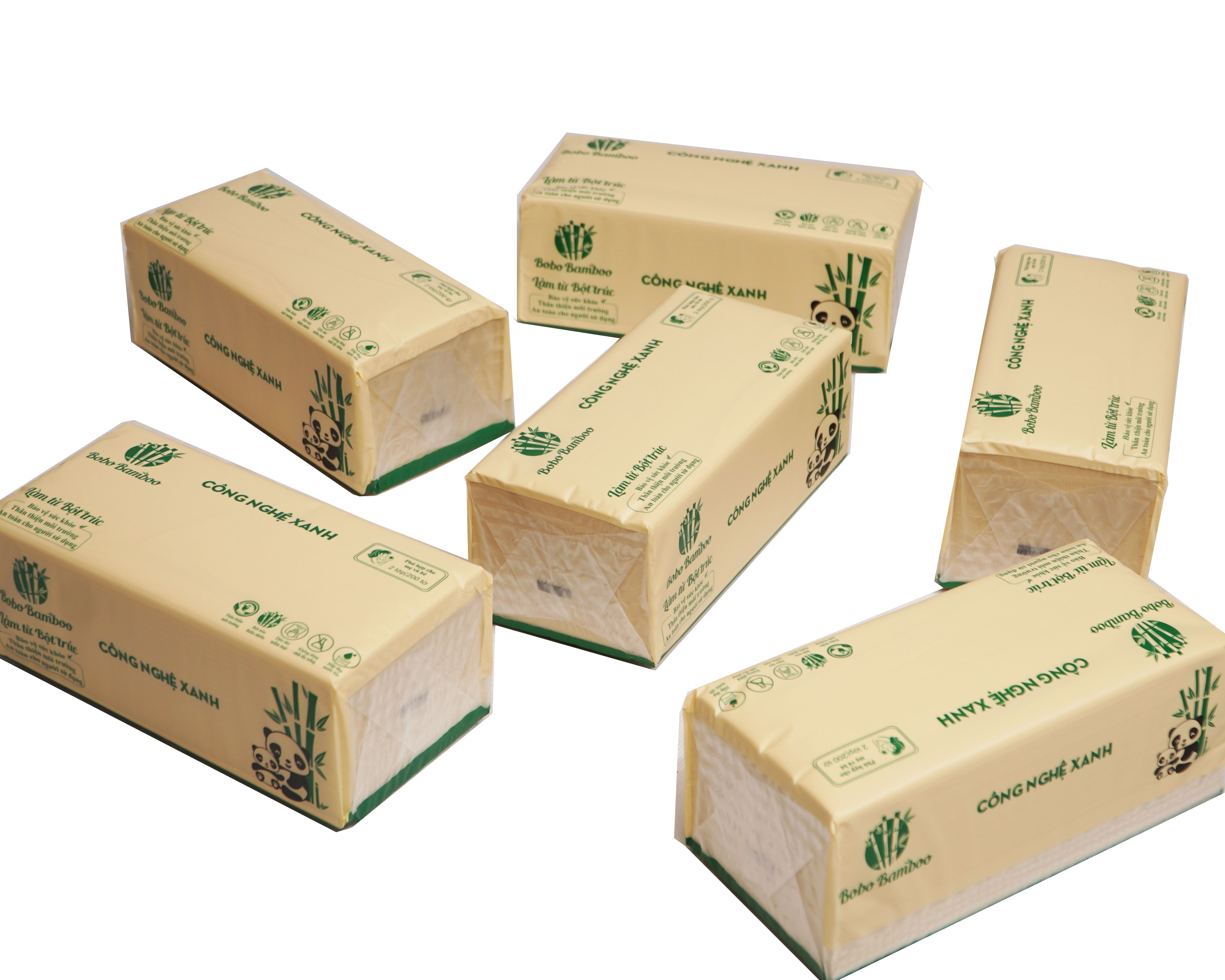 1 gói Giấy gấu trúc BOBO BAMBOO 200 tờ kích thước 175*194mm siêu dai, siêu thấm hút