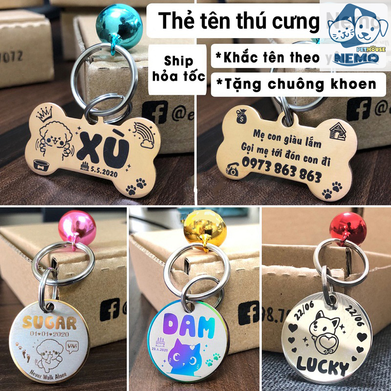 Thẻ Tên Thú Cưng - Bảng Tên Chó Mèo PetTag (Khắc theo yêu cầu)