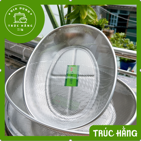 Rổ inox hình chữ nhật - hình oval 22cm x30cm đựng rau củ quả