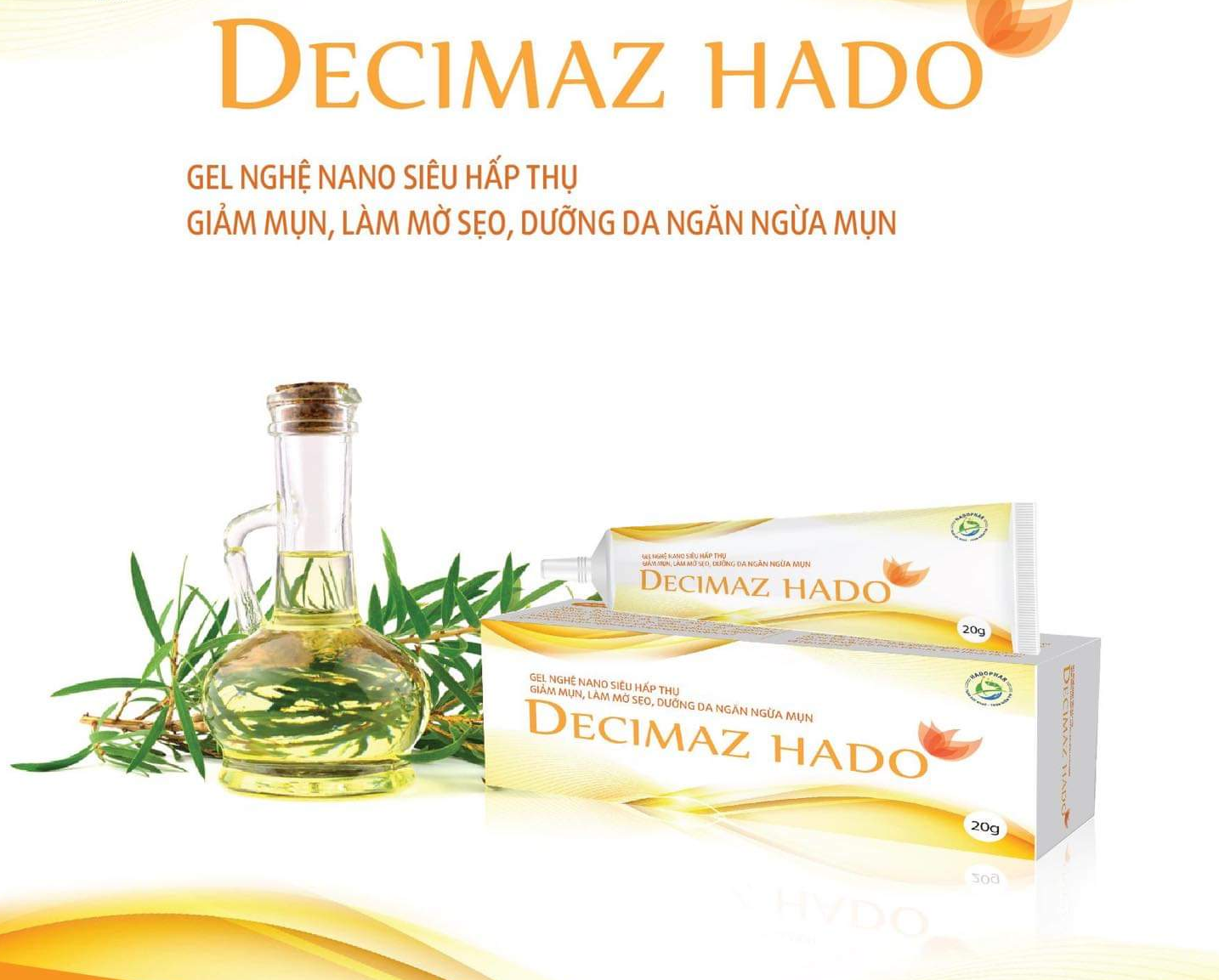 Gel bôi làm sạch mụn, làm mờ sẹo, hết thâm – gel nghệ nano siêu hấp thụ - decumar decimaz hado tuýp to 20 gam