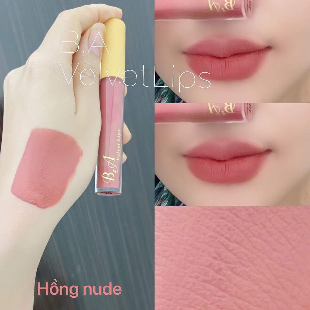 Son kem lì nắp vàng cao cấp b.a màu hồng nude