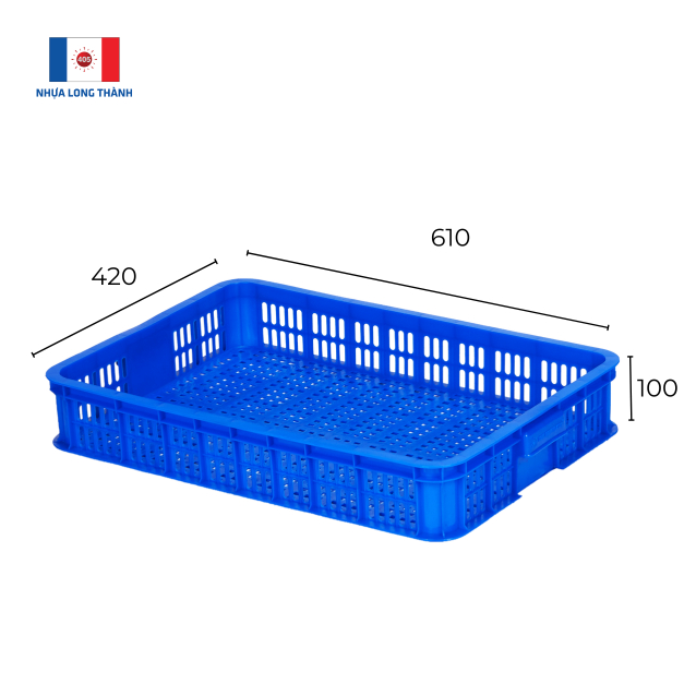 Sóng hở nhựa long thành hs010-sh l610 x w420 x h100 ± 10mm