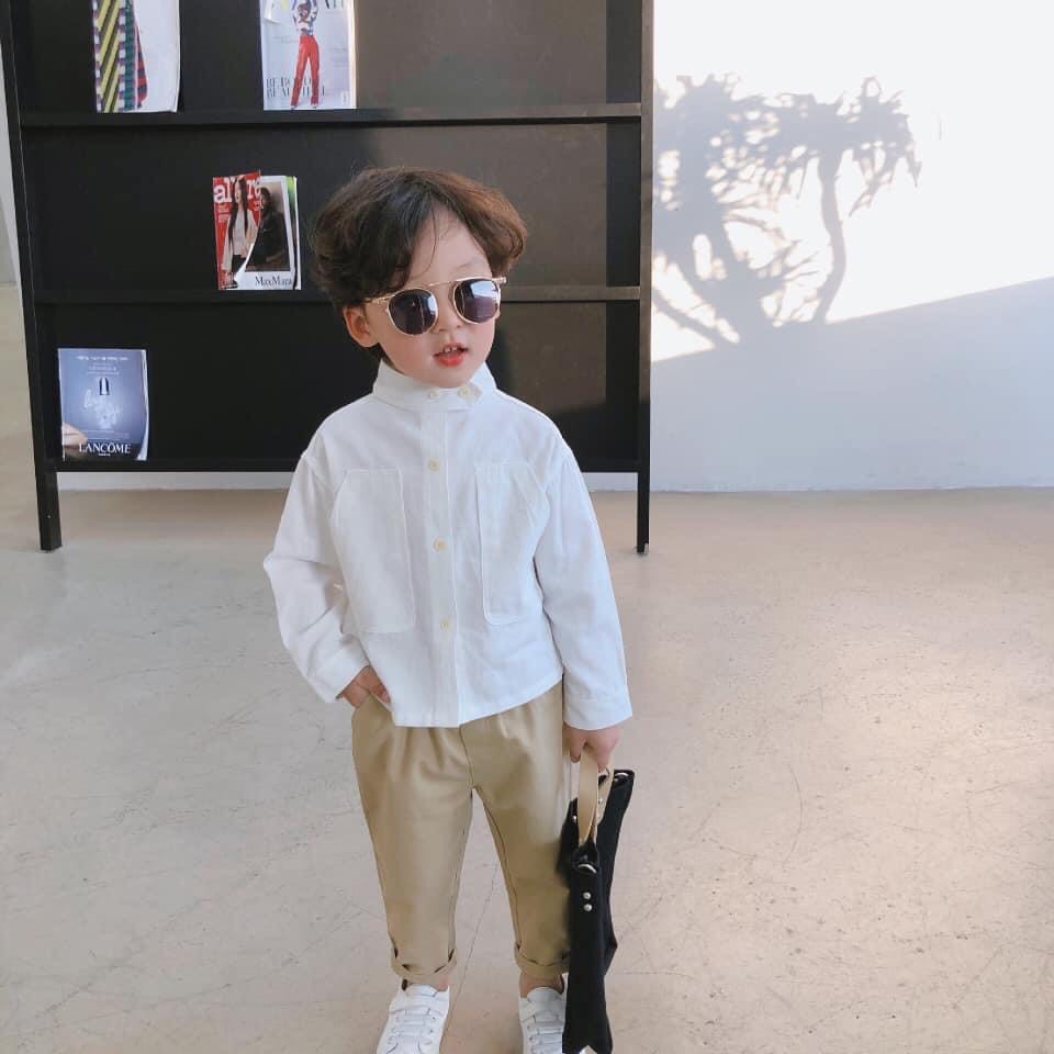 Sét áo sơ mi đũi quần kaki đẹp cho bé trai