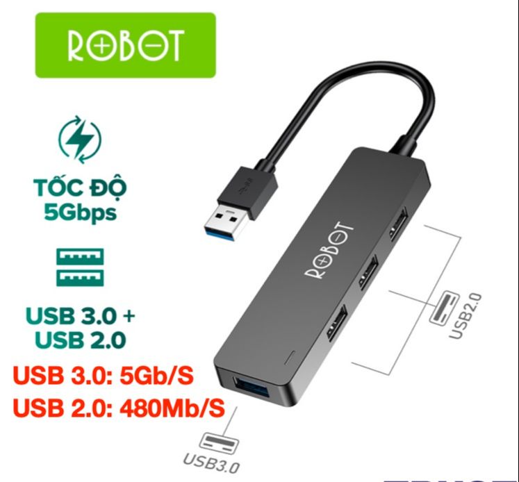 Usb hub 4 cổng-hub chuyển đổi chia cổng usb robot h140, h160, acome ah300 mở rộng 4 cổng usb 3.0, usb 2.0