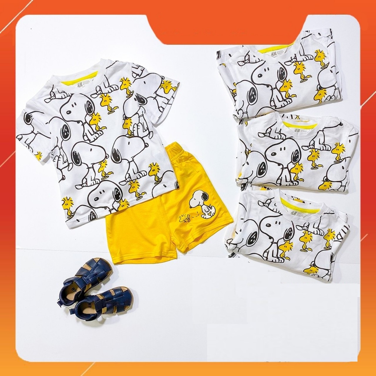 [Đẹp, độc, lạ] Bộ quần đùi áo cộc in họa tiết CHÓ SNOOPY in toàn thân, chất thun cotton mát mềm cho bé từ 8-18kg