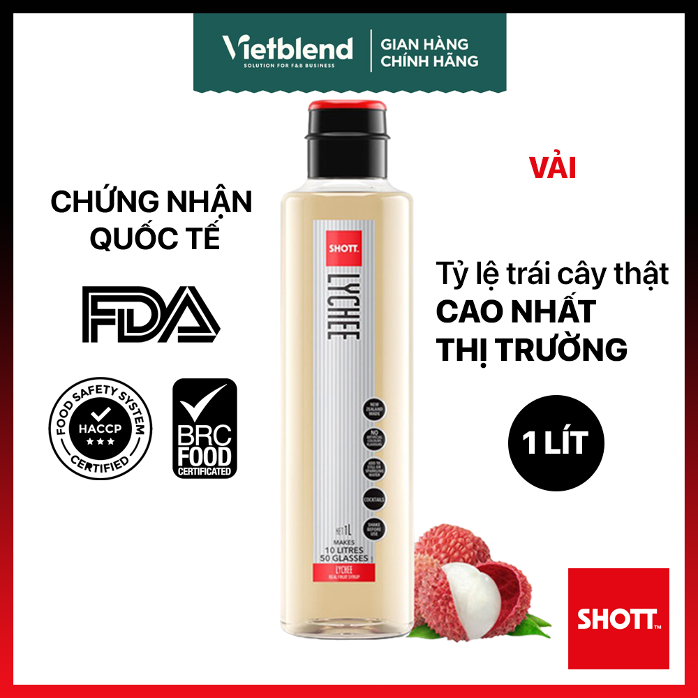 Syrup SHOTT Vị Vải (Lychee) Chai 1 Lít - Nguyên Liệu Pha Chế Đồ Uống