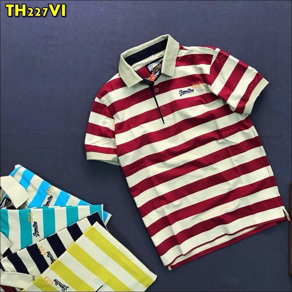 Áo thun sọc ngang nam xuất khẩu vải cotton mát mịn
