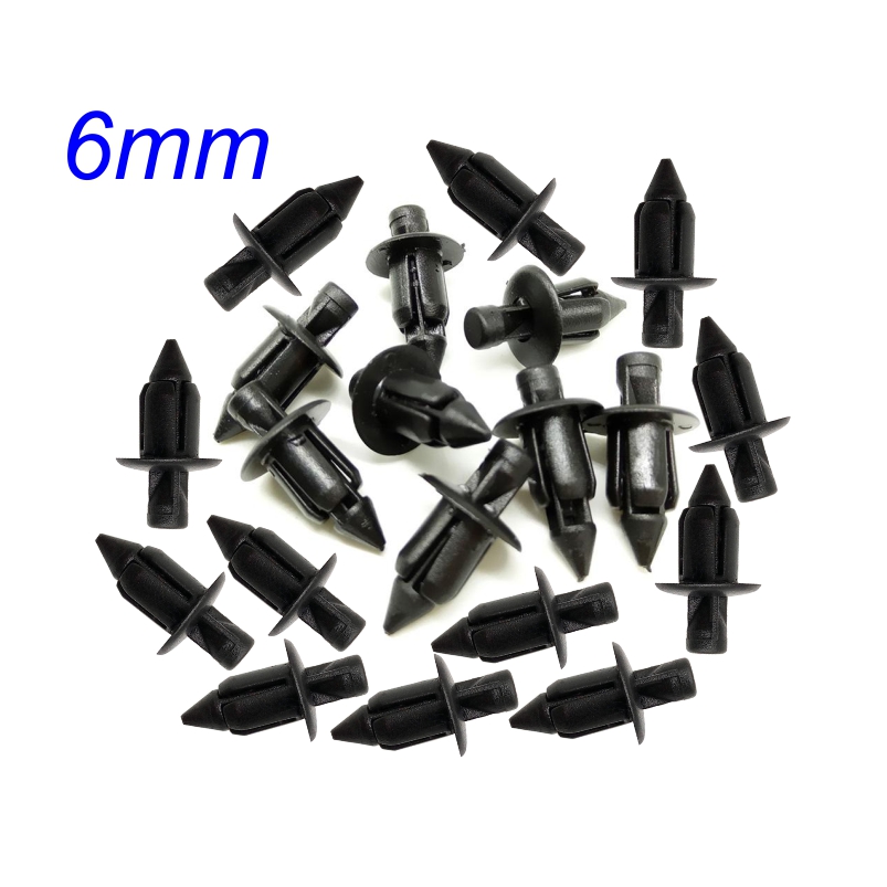 Bộ 20 chốt nhựa, chốt bấm 6mm cho dàn áo xe máy Winner, Sonic, Exciter, Ariblade, Honda, Yamaha, Suzuki (màu đen)