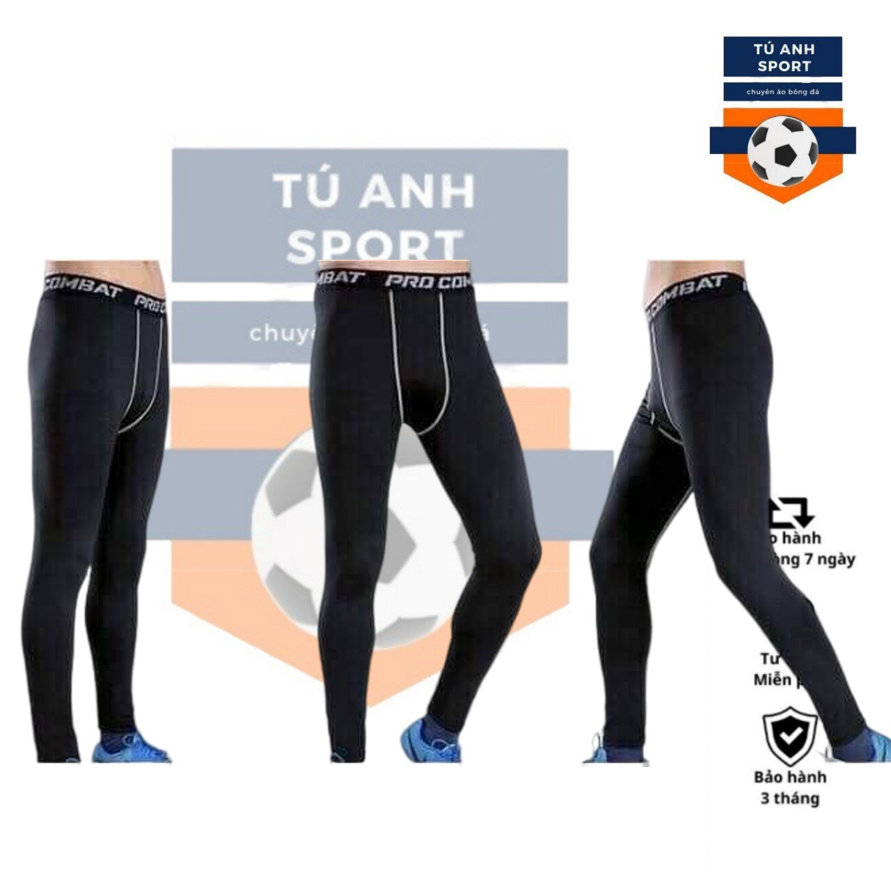 Quần giữ nhiệt nam/quần combat pro thể thao đen trơn dáng dài