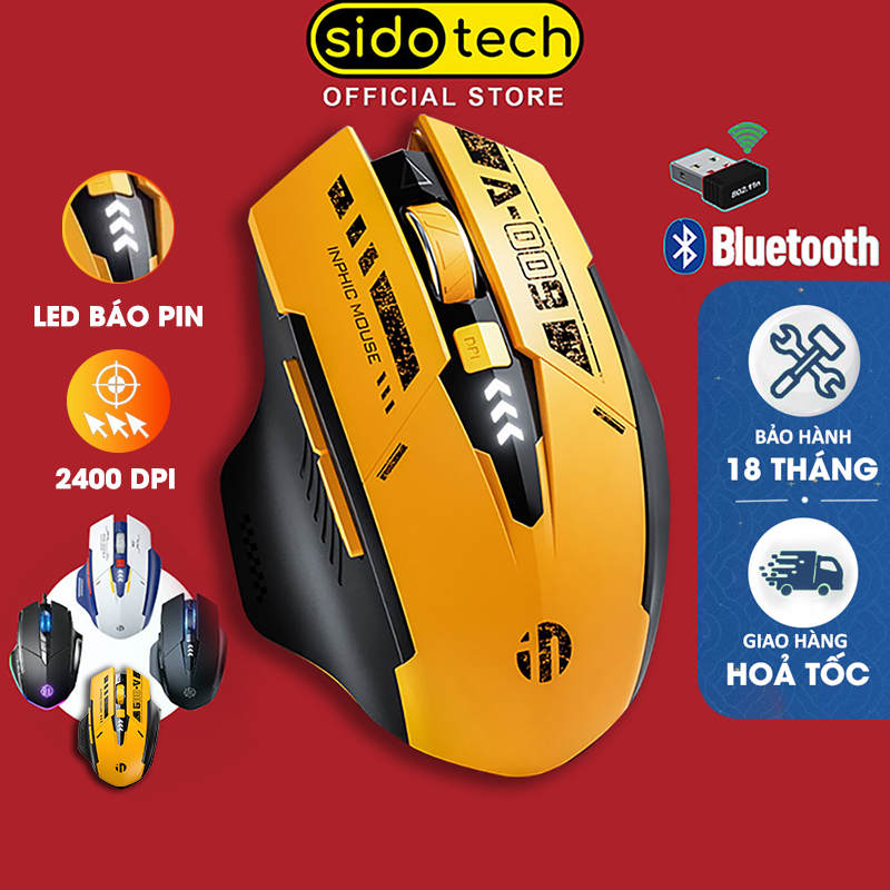 Chuột gaming không dây sạc pin Sidotech Inphic P6W cho game thủ chơi game chuyên nghiệp kết nối Wireless 2.4G không độ trễ, pin sạc sử dụng 30 ngày tương thích máy tính laptop window mac os - Hàng Chính Hãng