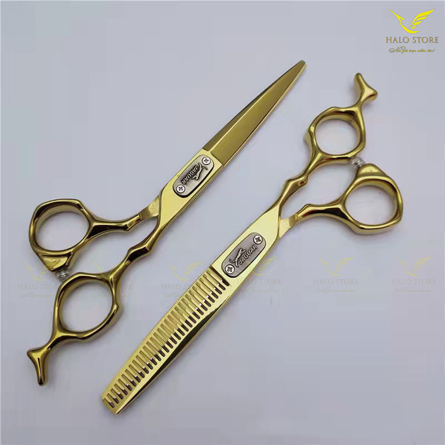 Kéo cắt tóc tỉa tóc chuyên nghiệp JAGUAR 6 inch thép nhật, bộ kéo cắt tóc nam nữ TẶNG bao da + lược