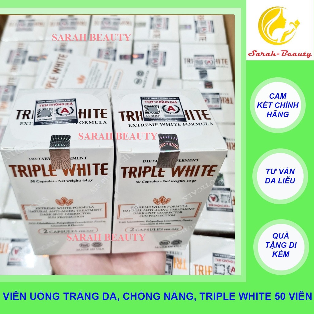 Viên uống trắng da, chống nắng, ngừa nám triple white hộp 50 viên
