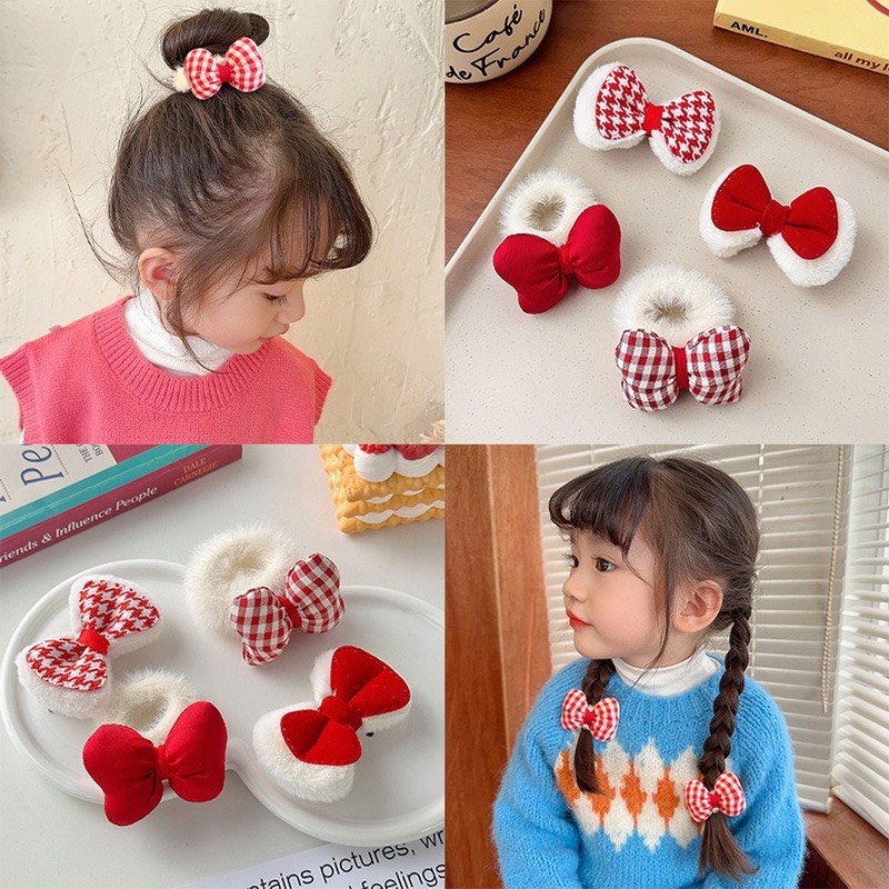Cột tóc kẹp tóc nơ đỏ dễ thương xinh xắn