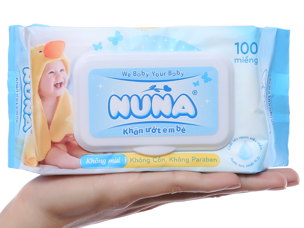 Khăn ướt Nuna 100 miếng không mùi, không cồn cho bé