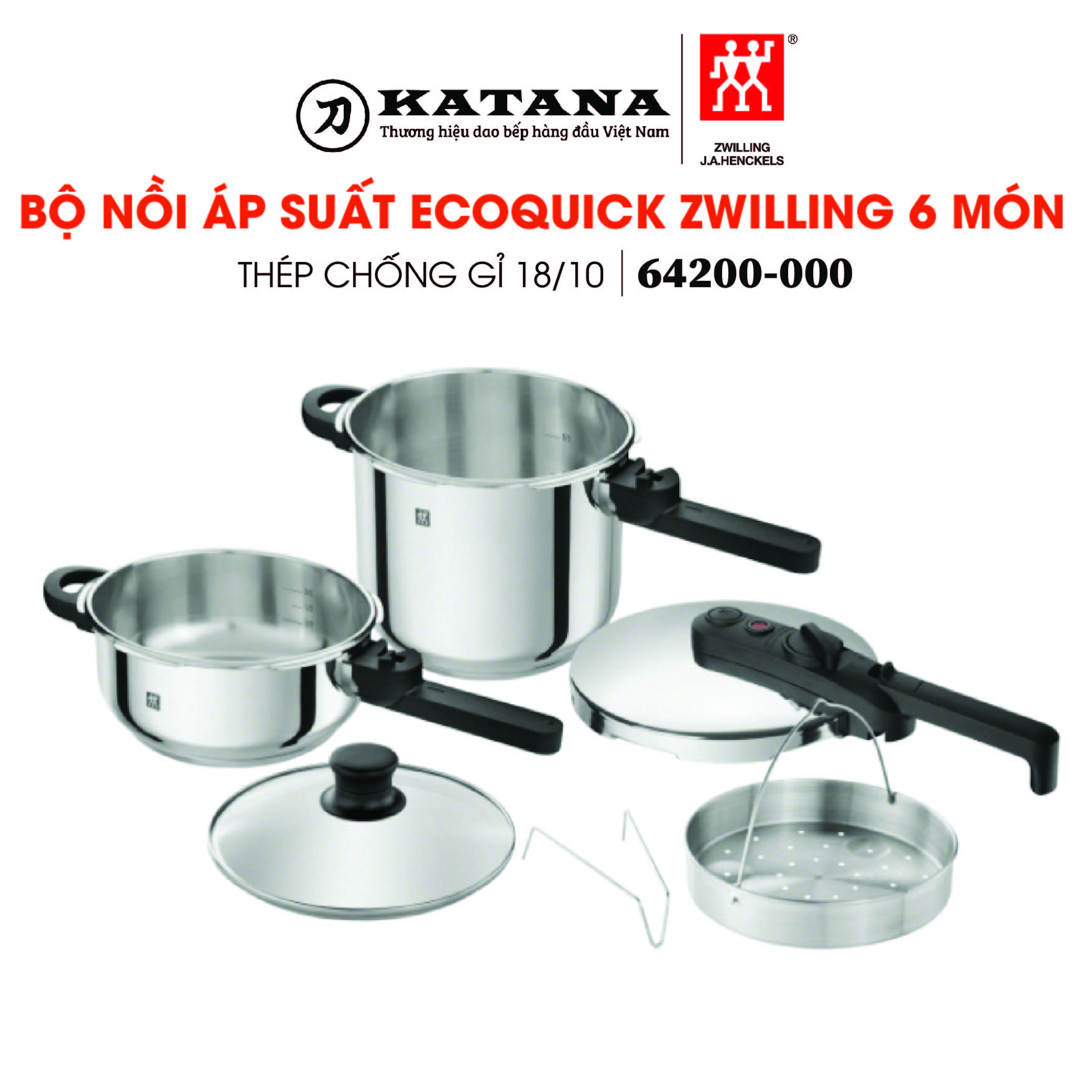 Zwilling - bộ nồi áp suất ecoquick - 6 món