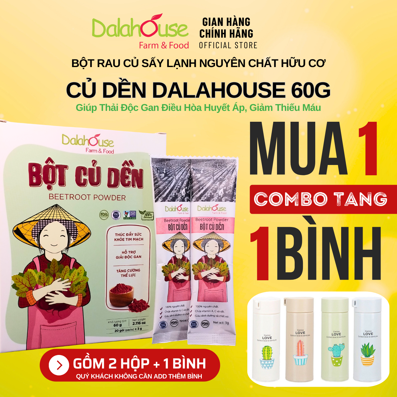 Bột củ dền dalahouse 60g - đẹp da, chống lão hóa da, bổ sung chống oxy hóa - bột rau hữu cơ sấy lạnh nguyên chất