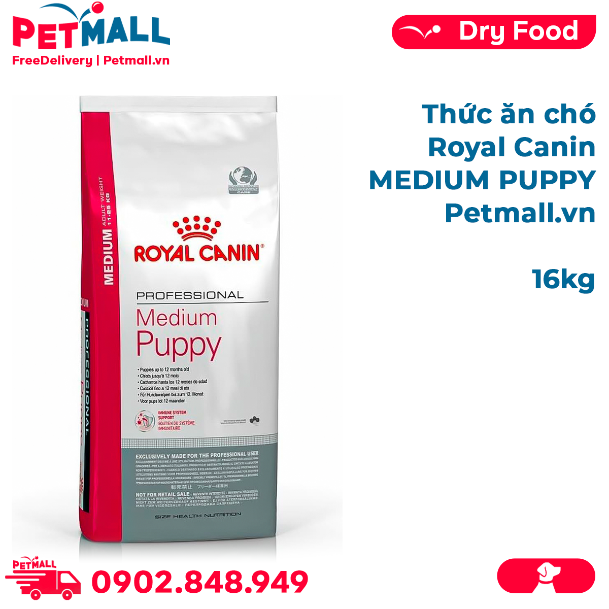Thức ăn chó Royal Canin MEDIUM PUPPY 16kg Petmall