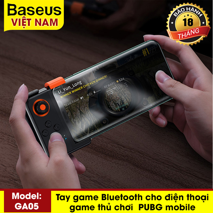 [BẢO HÀNH 18 THÁNG] Tay cầm chơi game Gamepad Baseus GA05 kết nối bluetooth cho game thủ Pubg có chân kẹp điện thoại Iphone, Android