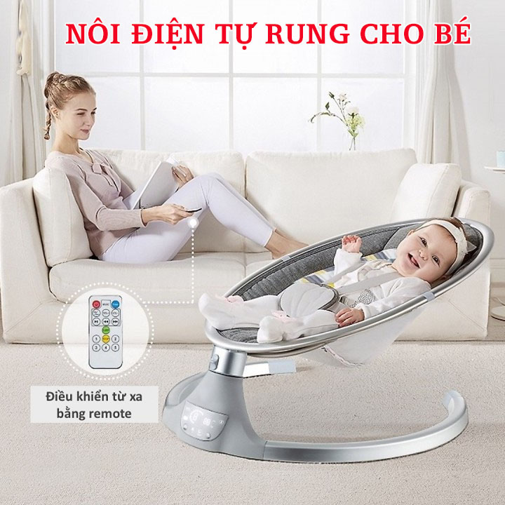 Nôi điện cho em bé tự động đu đưa - võng điện cho bé - cũi điện cho bé - ghế rung cho trẻ- nôi xoay cho bé rung phát nhạc điều chỉnh kích thước