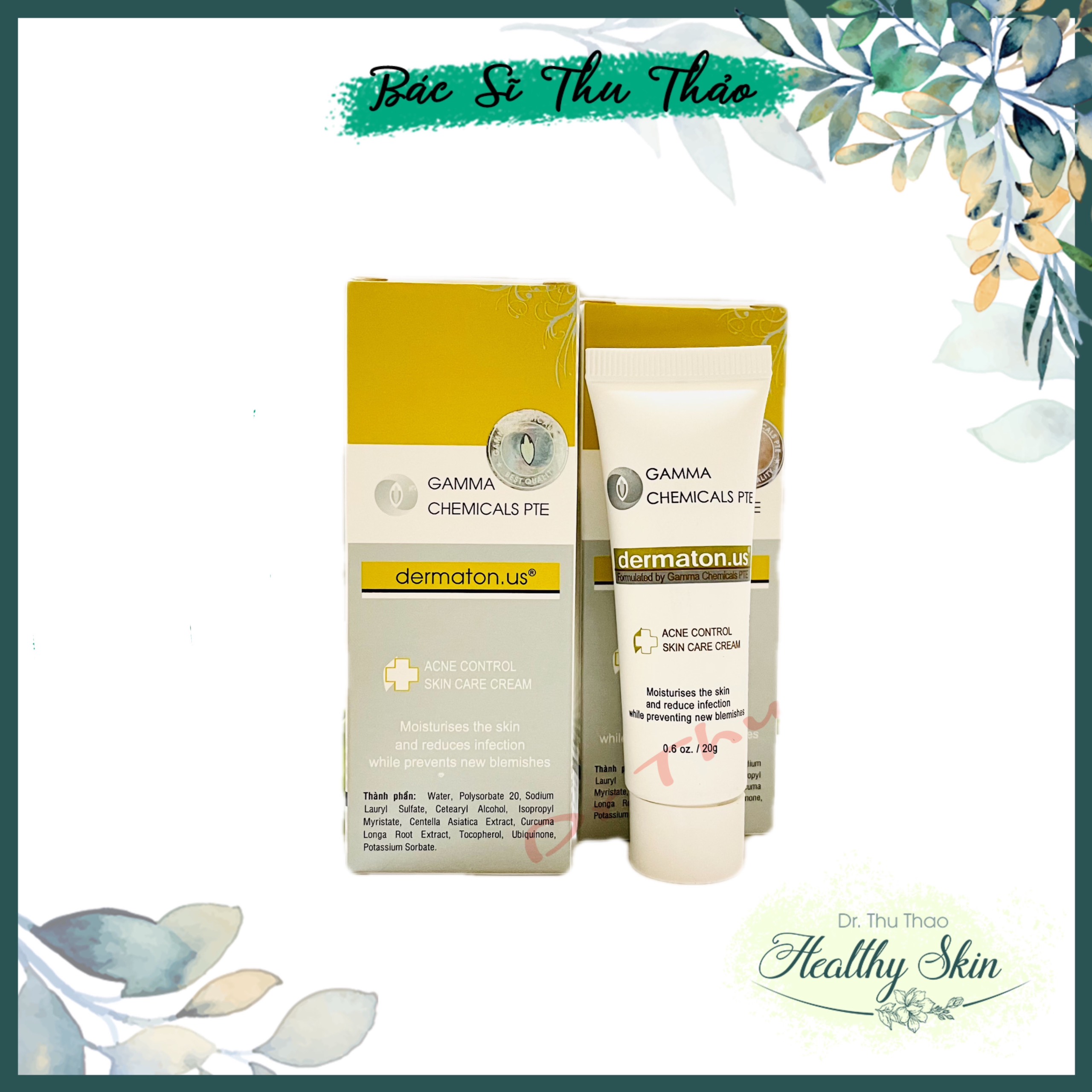 [20g] KEM HỖ TRỢ GIẢM MỤN DERMATON GAMMA CHEMICALS PTE