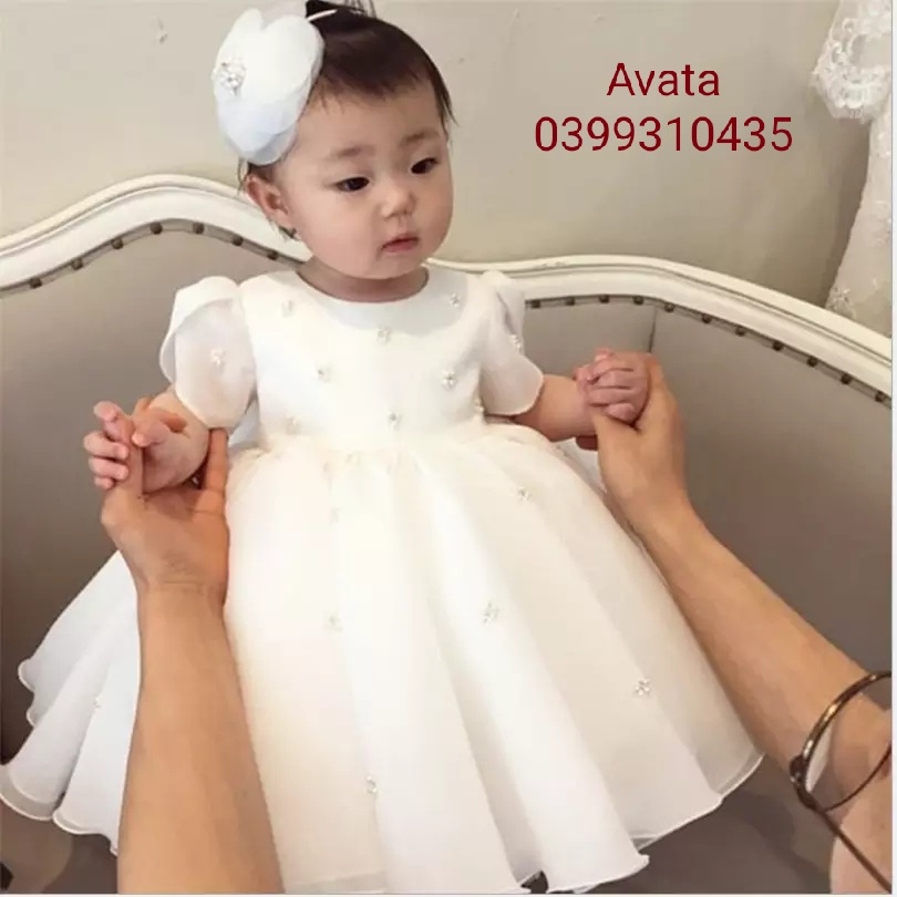 váy bé gái ,đầm công chúa  bé gái trắng voan công chúa 8 kg - 32kg